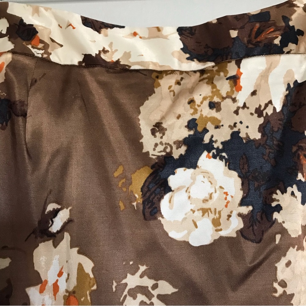Talbots Petite Brown Floral Satin Skirt Size 14P Pleated Size Zip Lined NEW - Picture 6 of 11